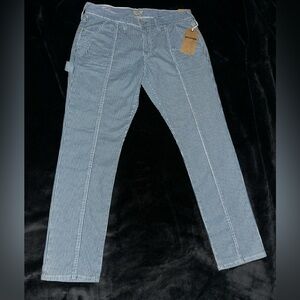 NWT True Religion Audrey Slim Boyfriend Carpenter Jeans Hickory Stripe 27